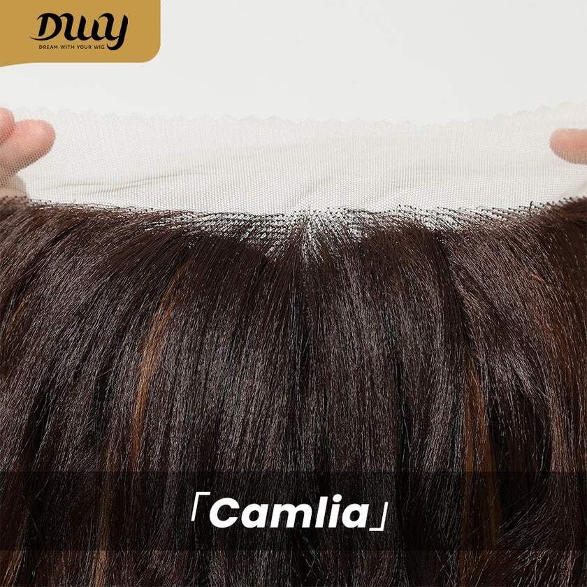 DWY Brown Mixed Synthetic Hair T-Part Lace Wig with Middle Parting