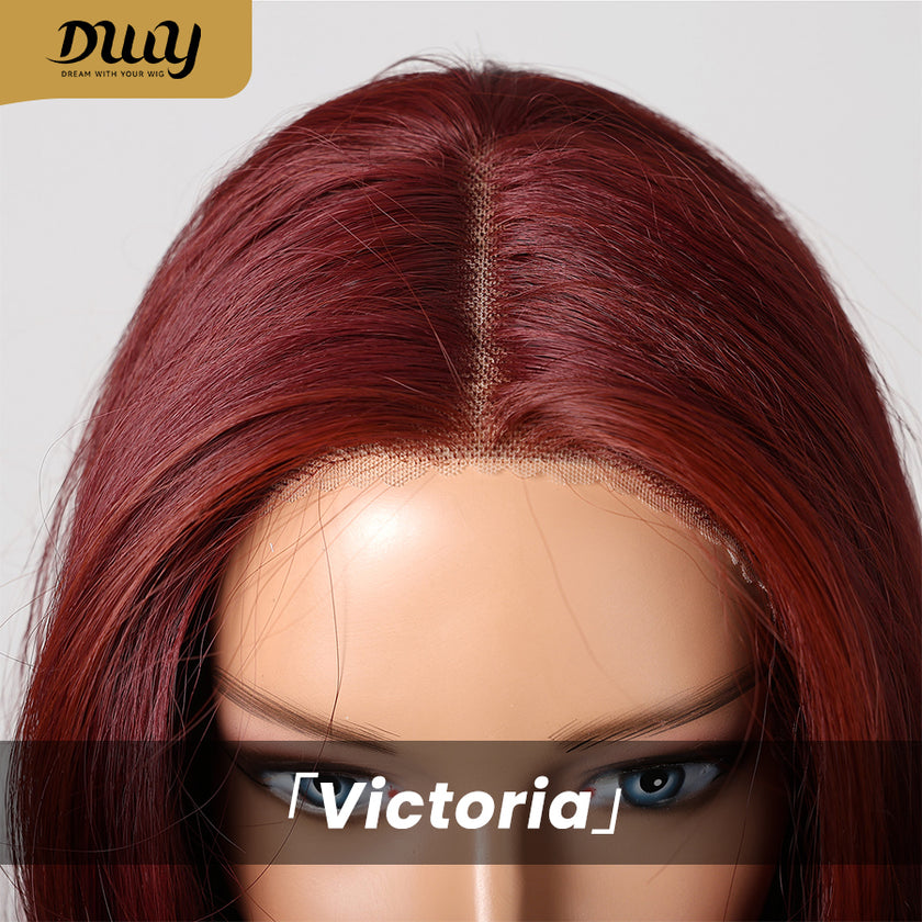 Victoria-DWY Lace Front Middle Part Burgundy Tresses Curly Synthetic Wig