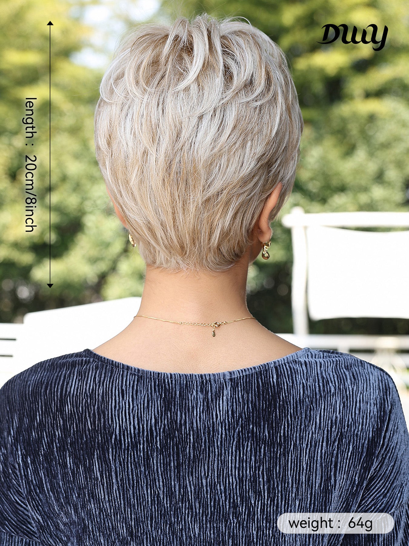 Bella-DWY Mono Lace Front Free Part Bleach Blonde Pixie Synthetic Wig