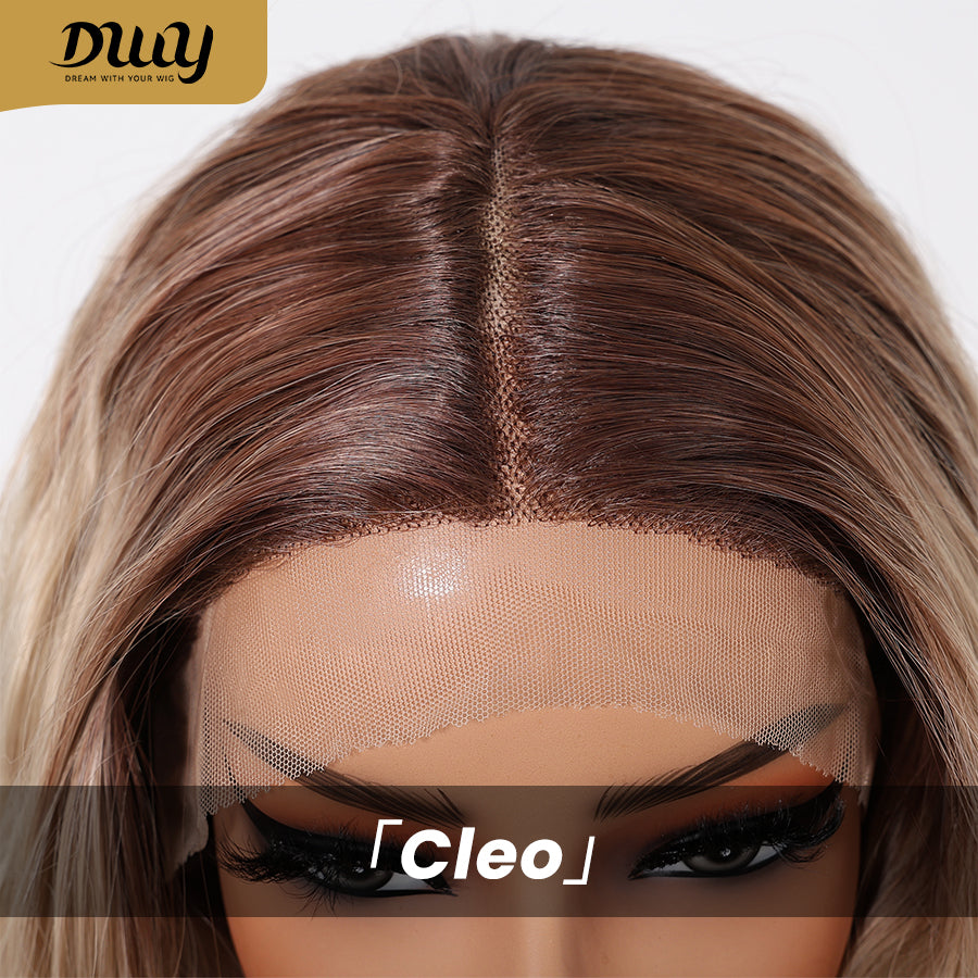 Cleo C-DWY Lace Front Middle Part Long-Length Water Wavy Chocolate Brown Synthetic Wig