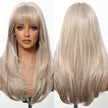 Tina- DWY NEWIN Long-length Layer-cut Straight with Air Bangs Linen Brown with Highlights Glueless Synthetic Wig