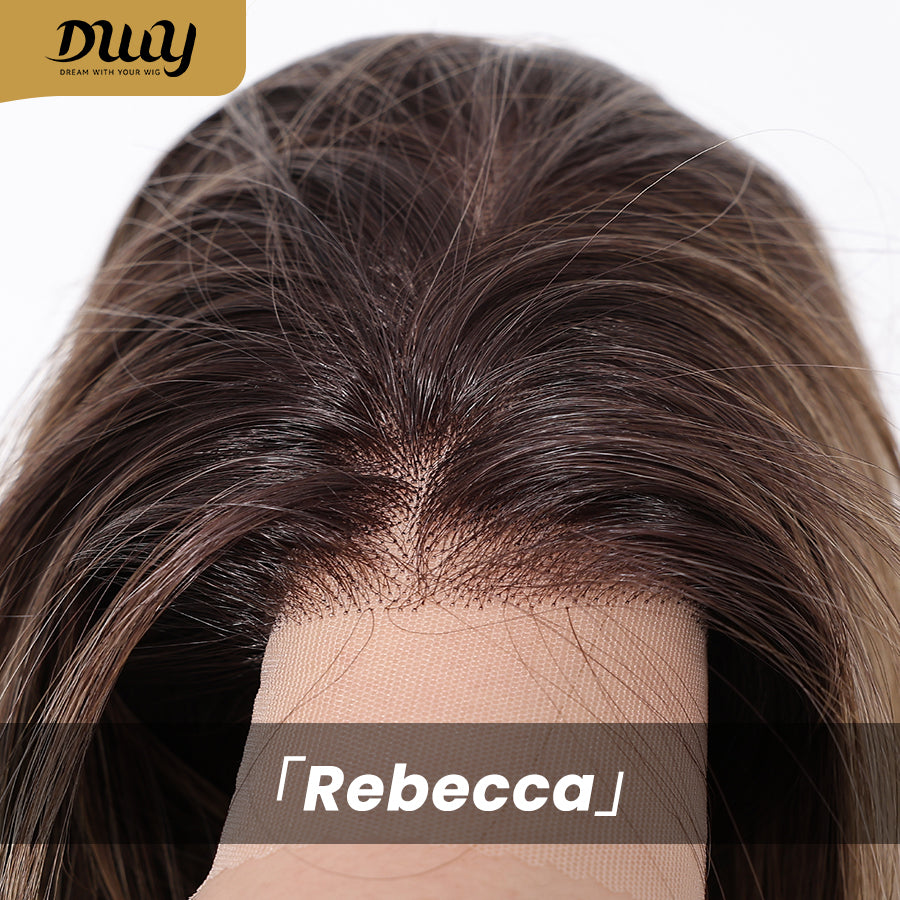 Rebecca-DWY 13×6 Lace Front Free Part Long-Length Water Wavy Blonde Gradient Glueless Synthetic Wig for Women 30 Inches
