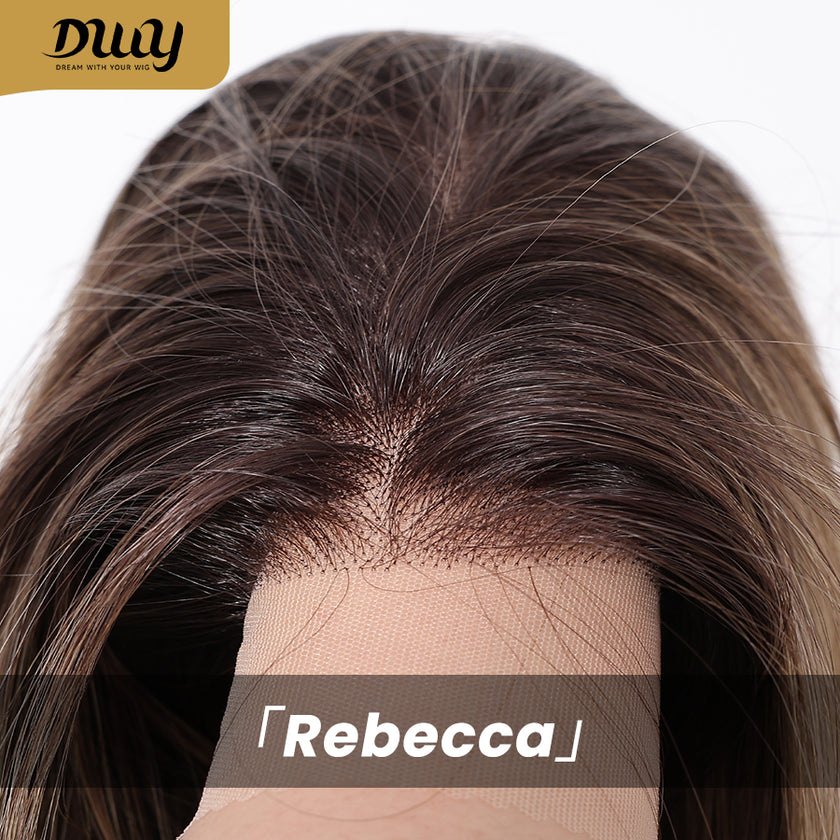 Rebecca-DWY 13×6 Lace Front Free Part Long-Length Water Wavy Blonde Gradient Glueless Synthetic Wig for Women 30 Inches