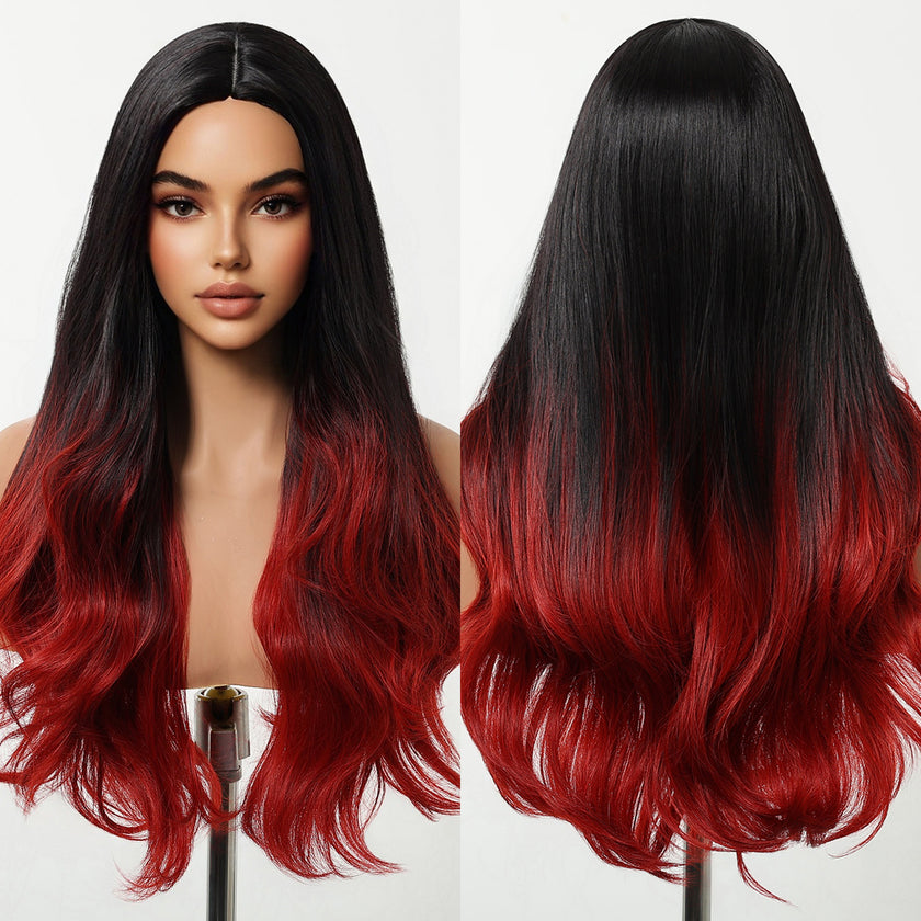 DWY Jet Black & Red Mixed Synthetic Wig