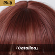 Catalina-DWY Machine Made Dark Red Wavy Bob wigs Glueless  Synthetic  Wig for Women 16  Inches