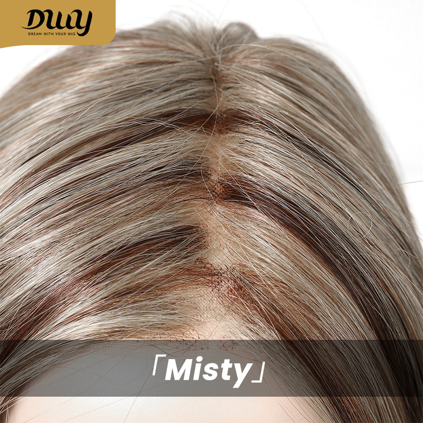 Misty-DWY Lace Front 13×6 Balayage Dark Brown Blonde Natural Wavy Free Part Synthetic Wig