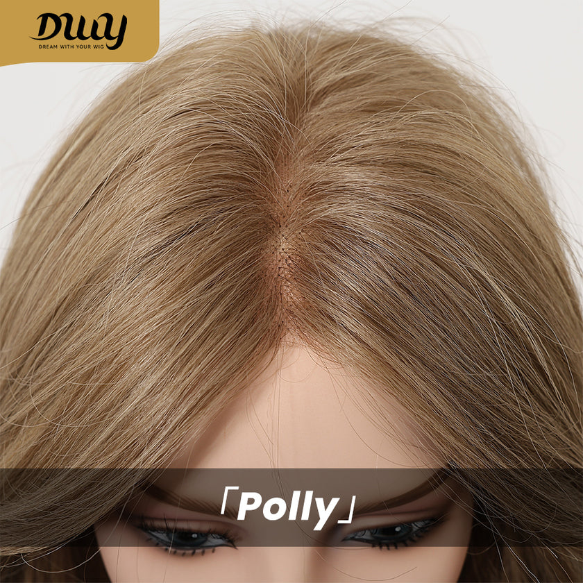 Polly- DWY Pre-cut U part Diamond Lace Long-length Lace Drity Bronde Curly Hair Glueless Synthetic Wigs for Women 24 Inch