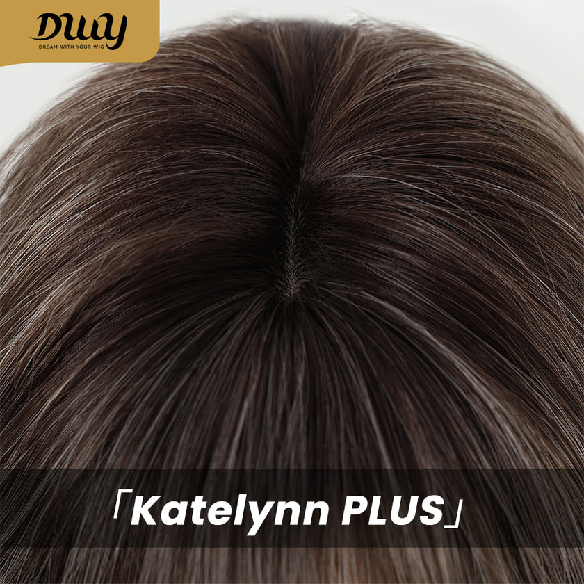 Katelynn PLUS - NEW! MiraScalp Long-length Wave Gery Gradient Brown Layer-cuts Glueless Synthetic Wig