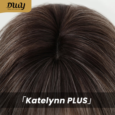 DWY Katelynn PLUS - NEW! MiraScalp Long-length Wave Gery Gradient Brown Layer-cuts Glueless Synthetic Wig