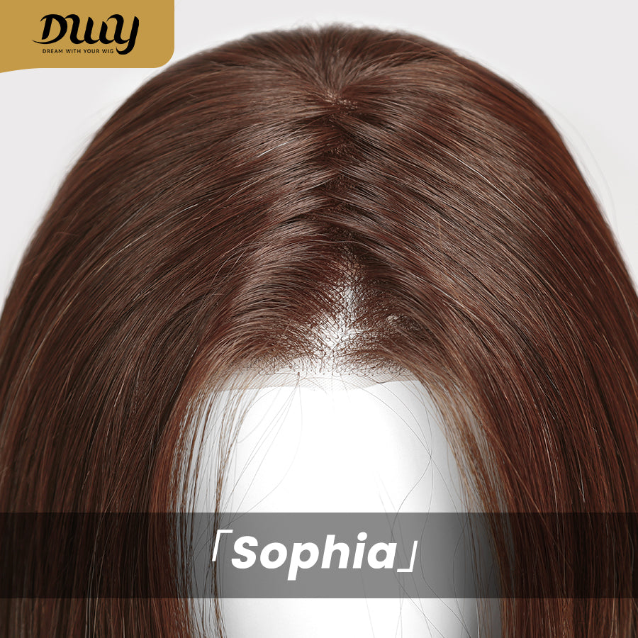 Sophia-DWY Mono Lace Front Ombre Brown Blonde Long Wavy Free Part Synthetic Wig