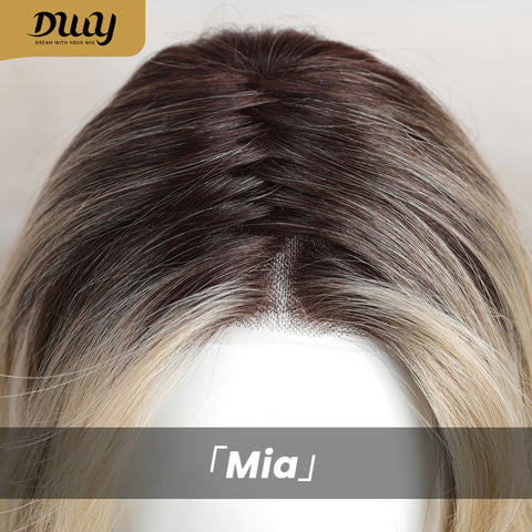 Mia-DWY Mono Lace Front Free Part Rooted Blonde Long Curly Synthetic Wig