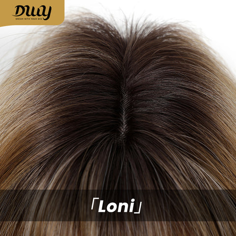 Loni-New Arrival DWY Machine Made Long Wave Light Brown Glueless Synthetic Wig