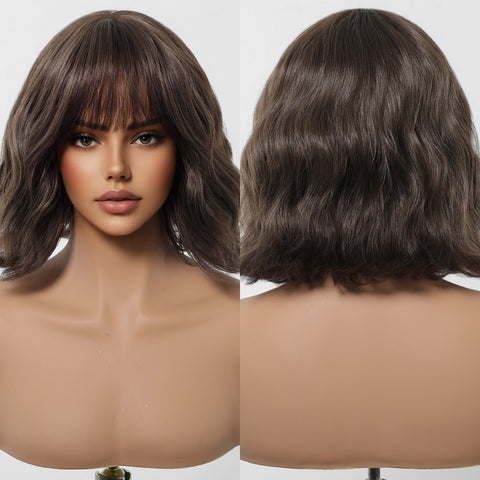 【Early Black Friday】DWY Fluffy Bob with Bangs – Cute Synthetic Wig