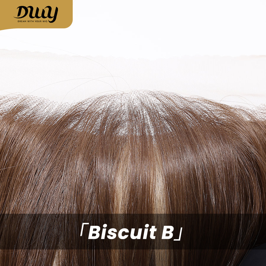 Biscuit-DWY Filter Lace 13×6 Body Waves Dark Brown Blonde Highlights Wig