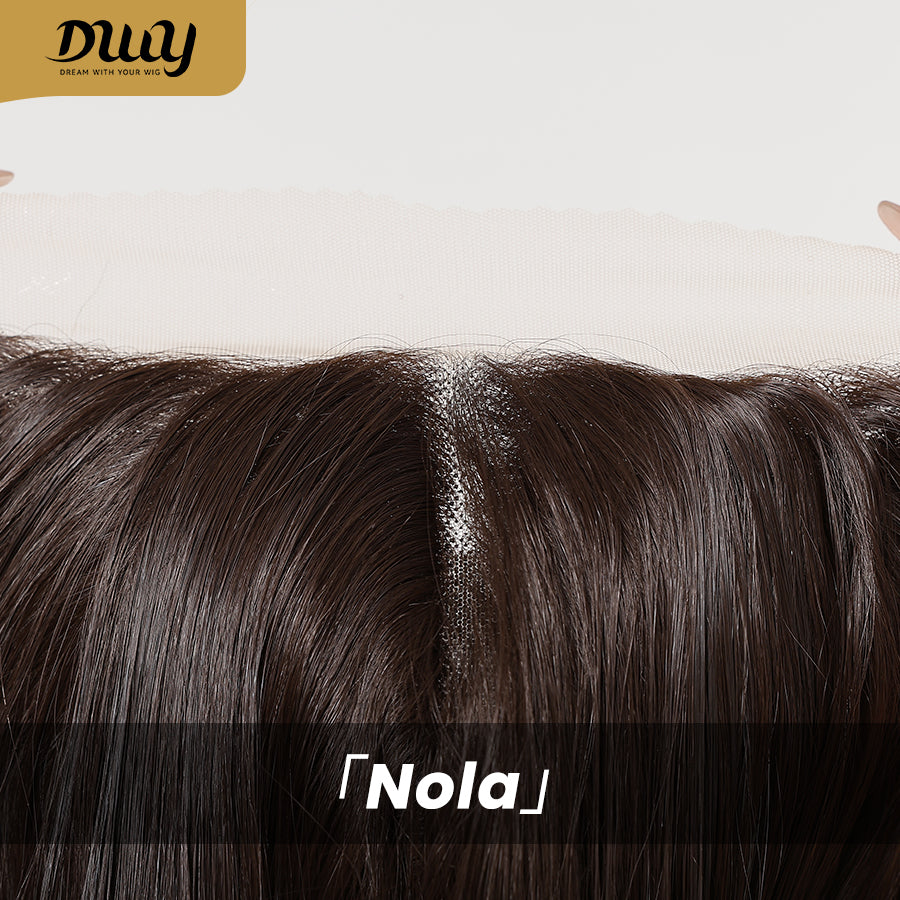 Nola H-DWY T-Part Lace Wig Long Curly Wigs Brown with Highlights Glueless Synthetic Wig