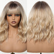 DWY Chestnut Brown Wavy Bangs Synthetic Wig