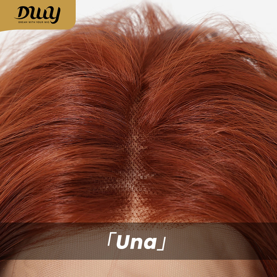 Una - DWY 13×4 Lace Front Free Part Long-Length Layer-cut Copper Glueless Synthetic Wig