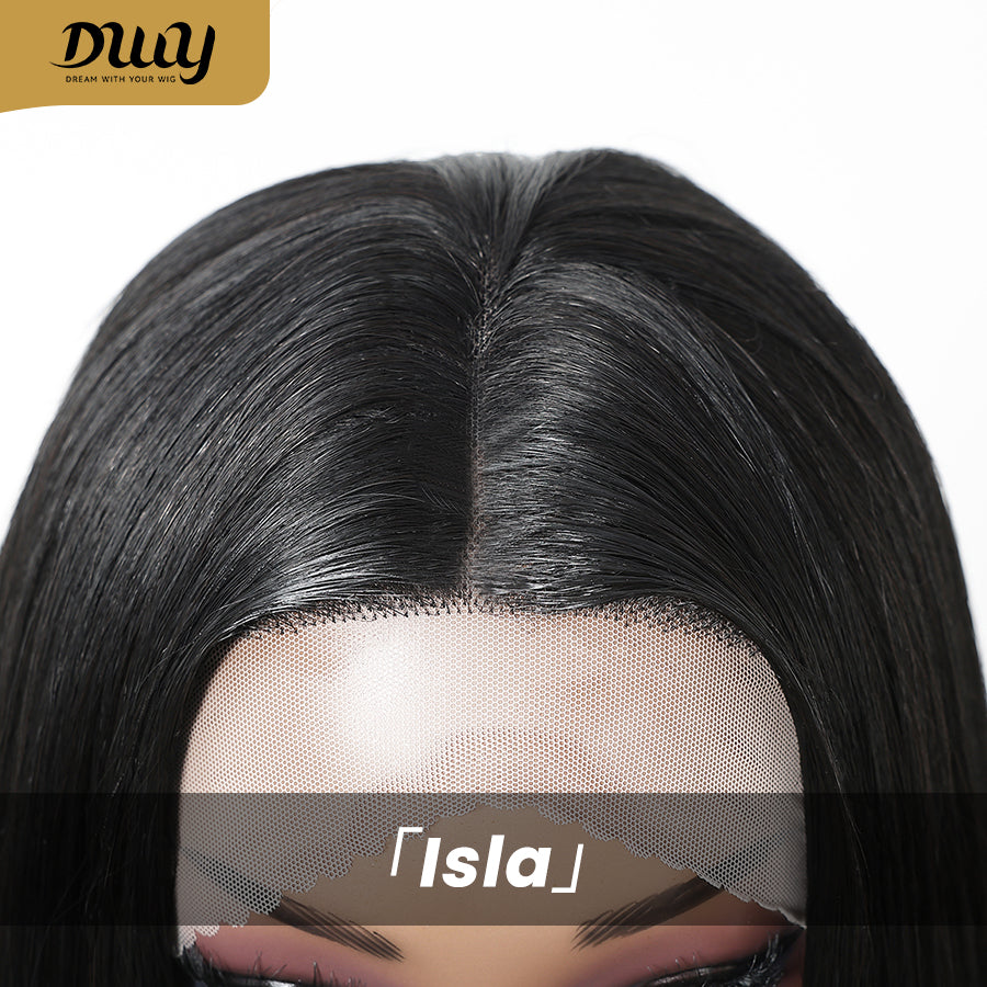 DWY 30-Inch Lace Front Wig - Silk Straight Natural Synthetic Wig with Middle Parting T-Part Design