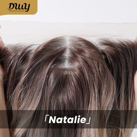 Natalie-DWY Lace Front 13×6 Rooted Blonde Wavy Free Part Synthetic Wig