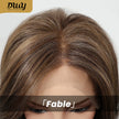 Fable-DWY 13×4 Filter Lace Front Free Part Mid-Length Layer-cut Straight Brown with Highligts Glueless Synthetic Wig