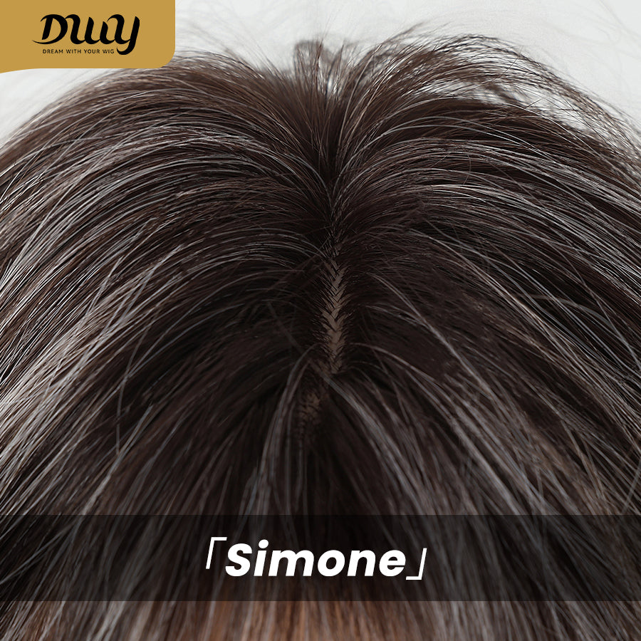 Simone -DWY Long-length Layer-cut Wave Ash Grey Gradient Glueless Synthetic Wig
