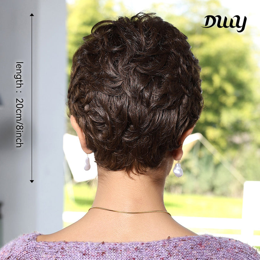 Alice-DWY Mono Lace Front Free Part Dark Brown Pixie Synthetic Wig(us only)