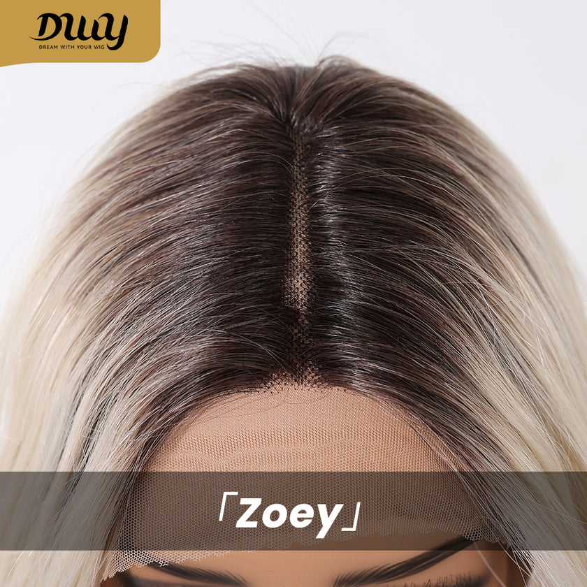 Zoey-DWY Lace Front T-Part Ombre Blonde Long Wavy Synthetic Wig