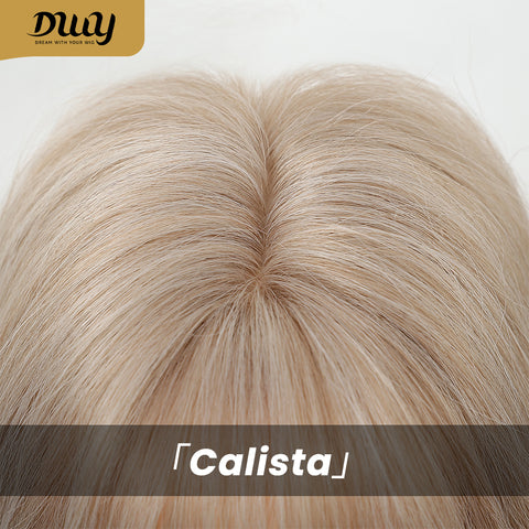 Ines-DWY Free Part Wavy Blonde Realistic Scalp Glueless Synthetic Wig