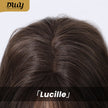Lucille H-DWY Short Rooted Blonde with Brown Ends Natural Straight Glueless Synthetic Wig with Bangs for Women 12 Inches