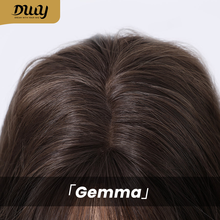 Gemma-DWY Machine Made Natural Black Short Bob Curly Glueless Synthetic Wig with Bangs for Women 12 Inches