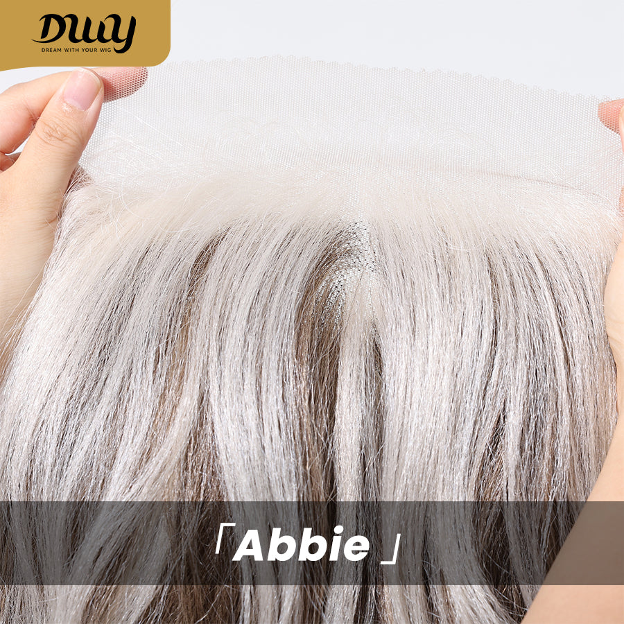 Abbie-DWY 13×6 LFilter Lace Free Part Wavy Platinum Blonde Glueless Synthetic Wig