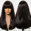 Maribel-DWY Machine Made Mid-Length Curly Black Glueless Synthetic Wig with Bangs for Women 16 Inches