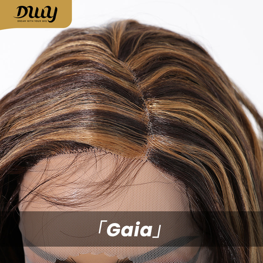 DWY Gaia-DWY Left Side Part Lace Front Mid Length Dark Brown Curly Glueless Synthetic Wig