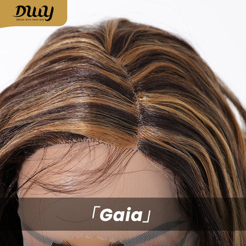 DWY Gaia-DWY Left Side Part Lace Front Mid Length Dark Brown Curly Glueless Synthetic Wig