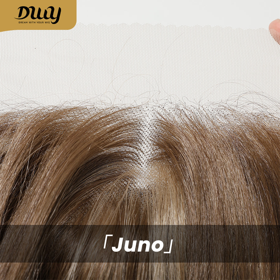 Juno C- New Arrival DWY 13×6 Lace Front Free Part Short-Length Curly Brown with Highlights Glueless Synthetic Wig