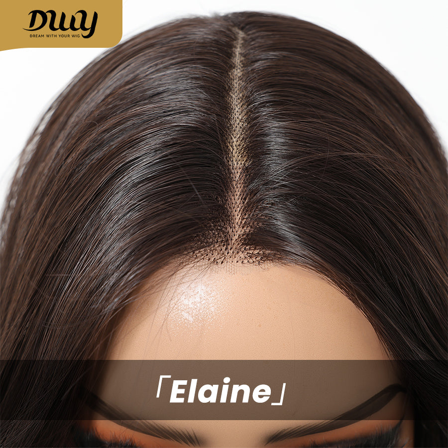 Elaine-DWY Lace Front Long Natural Black Middle Part Glueless Synthetic Wig