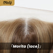 Morita-DWY Lace Front 13*4 Free Part Mid-Length Straight Brown with Highlights Glueless Synthetic Wig for Women 16 Inches
