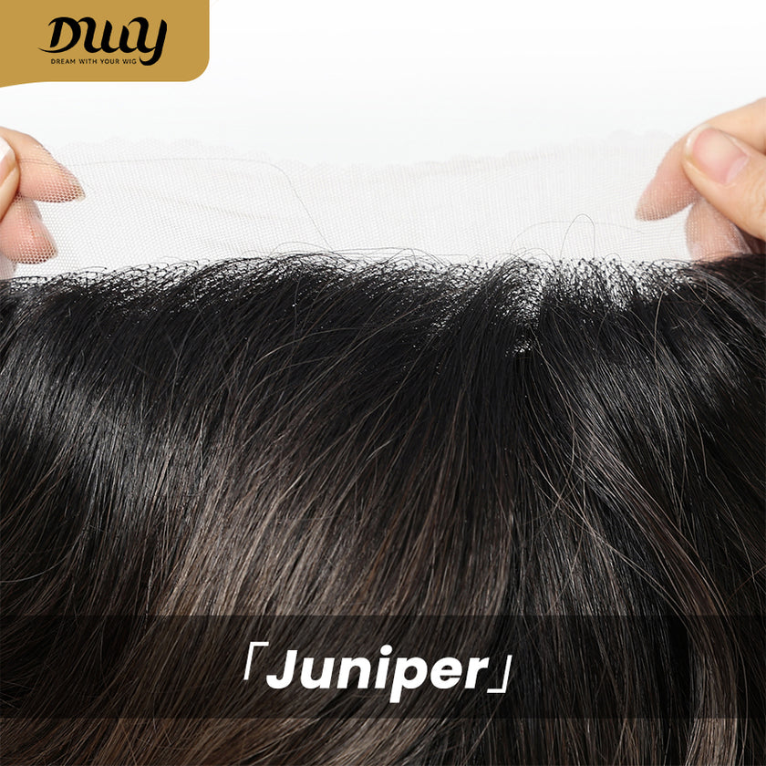 Juniper-DWY Filter Lace Front Curved Part Mid-Length Wavy Brown Dyed Black Glueless Synthetic Wig