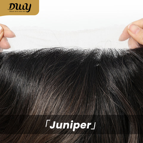 Juniper-DWY Lace Front Curved Part Mid-Length Wavy Brown Dyed Black Glueless Synthetic Wig