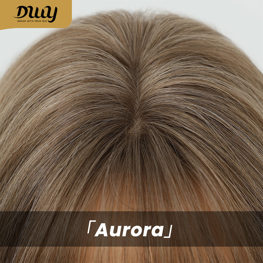 Aurora - NEW! DWY 20-Inch Light Brown Wave  Glueless Synthetic Wig with Bangs for Women High-Quality Premium Fiber Easy Wear Comfortable Fit Deep Wavy Wigs Curly Warm