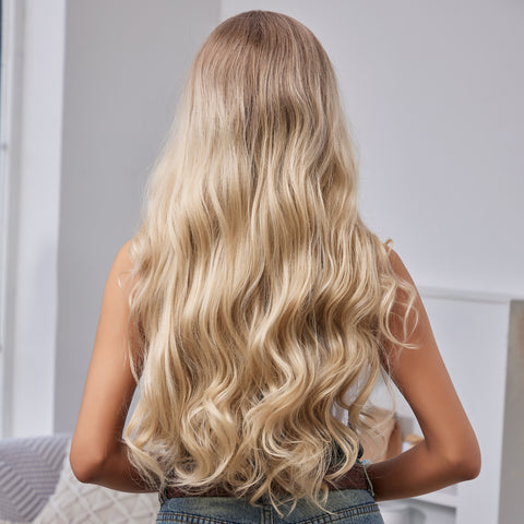 DWY Lace front 26 Inch ombre golden long curly wig for women DWY-BL66075-1