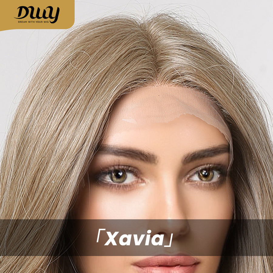Xavia-DWY Lace Front Middle Part Long Blonde Wavy Glueless Synthetic Wig