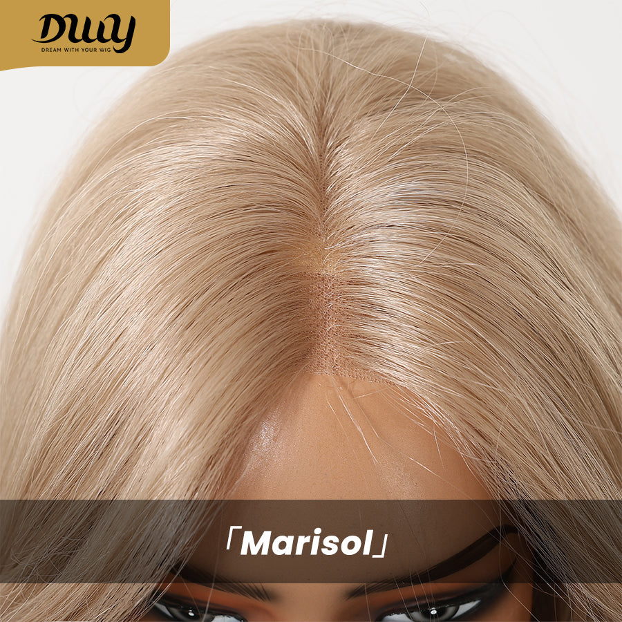 Marisol - DWY Pre-cut U part Diamond Lace Long-length Lace Milk Tea Blonde Curly Hair Glueless Synthetic Wigs for Women 26 Inch