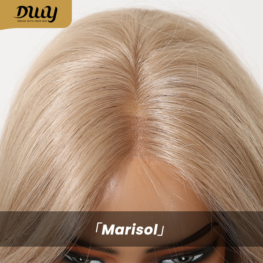 Marisol - DWY Pre-cut U part Diamond Lace Long-length Lace Milk Tea Blonde Curly Hair Glueless Synthetic Wigs for Women 26 Inch