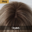 Cybil-DWY Machine Made Mid-length Wave  Bolonde With Dark Roots Glueless Synthetic Wig With Bangs For Women  22 Inches