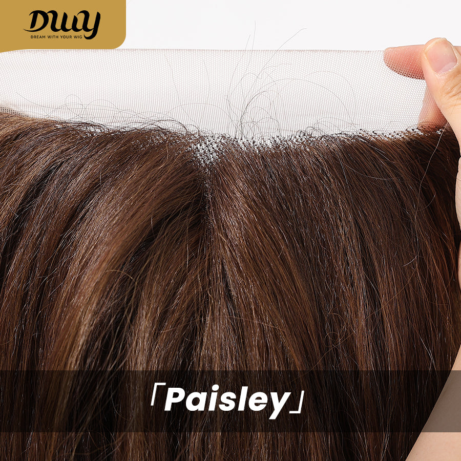 Paisley H-DWY Lace Front Middle Part Long-Length Straight Tea Brown Glueless Synthetic Wig