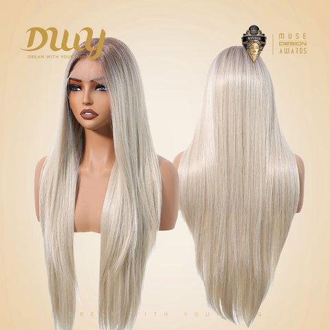 Joyce- DWY 13×6 Lace Front Free Part Long Golden Gradient Straight Glueless Synthetic Wig