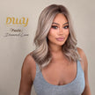 Paula-DWY Pre-cut U part Diamond Lace Mid-length Ash Beige Blonde Highlights Scandi Hairline Wave Hair Glueless Synthetic Wigs for Women 18 Inches