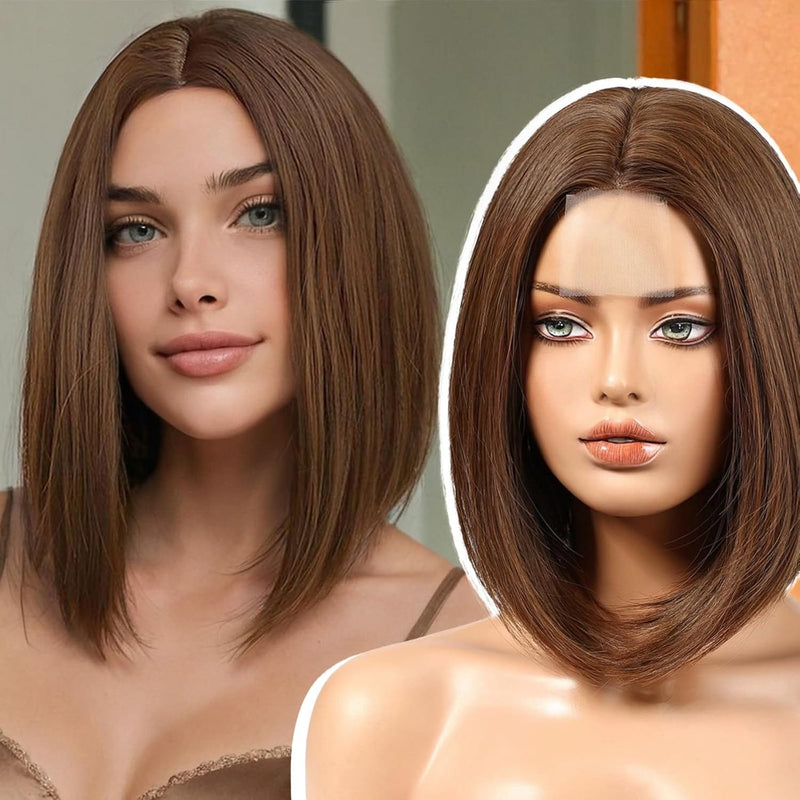 Chaya-DWY Lace Front Natural Jewish Wig Bob Straight Synthetic Wig 7 Shades 14 Inch
