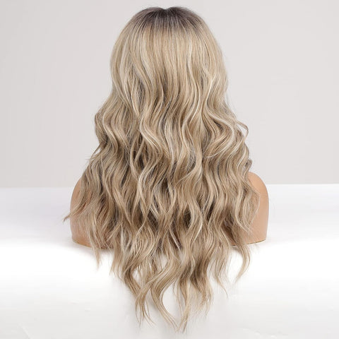 Bambi-DWY T-Part Lace Front Long Ombre Ash Blonde with Highlight Glueless Synthetic Wig